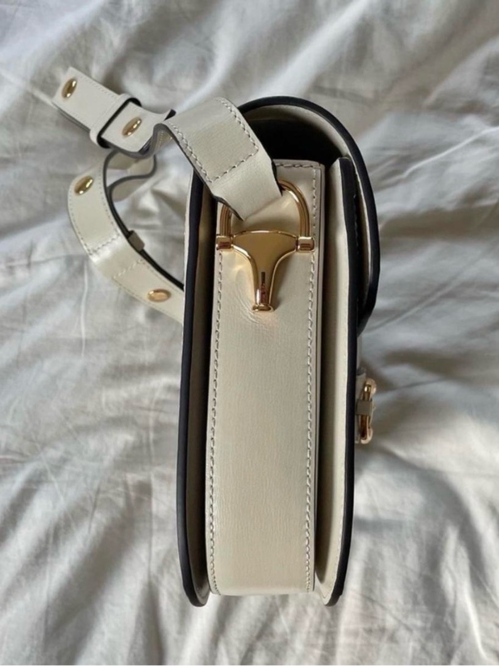 Gucci Supreme 1955 Horsebit Shoulder Bag with White Trim, Deadstock, Medium - Picture 7 of 10